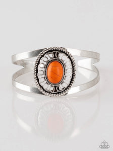 Deep in the Tumbleweeds Orange Cuff Bracelet - Silver