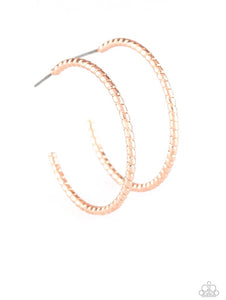 Hoop, Line and Sinker Hoop Earring - Rose Gold