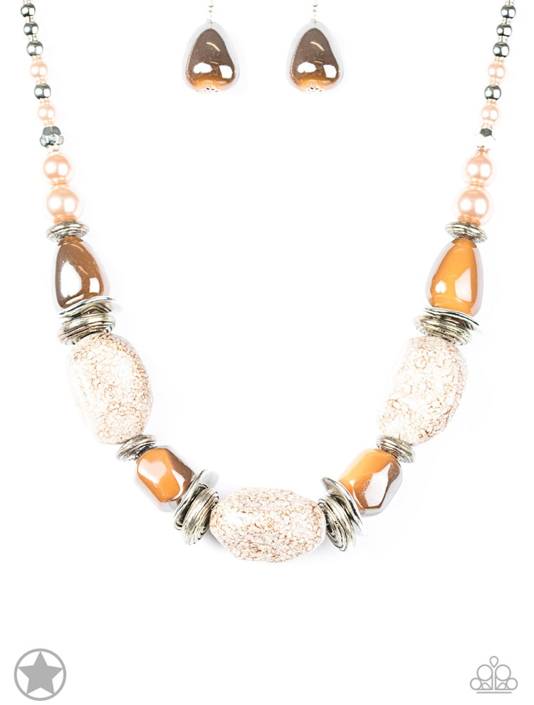 In Good Glazes Necklace - Peach/Brown