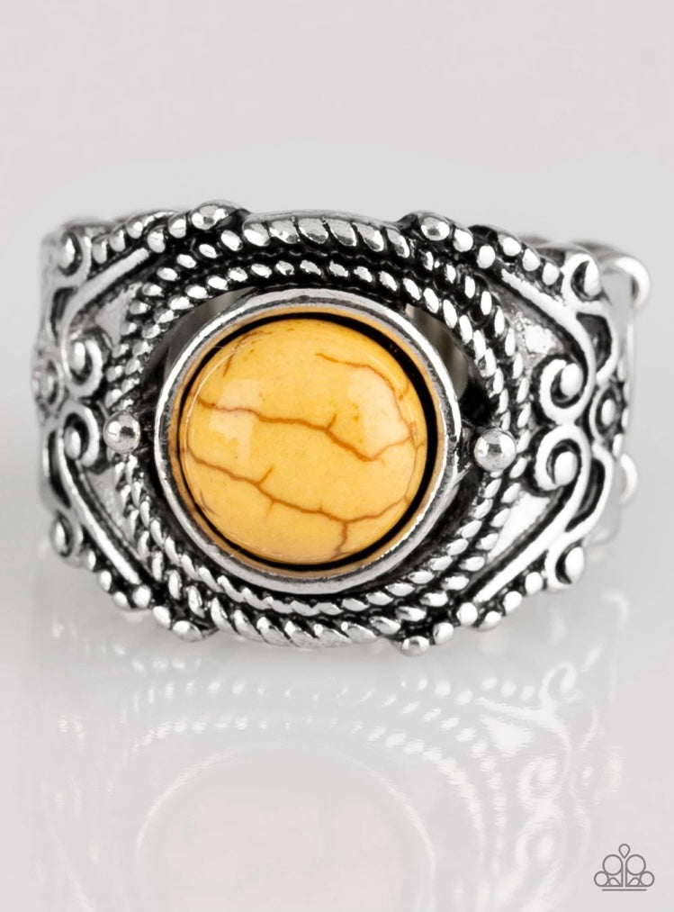1-011 Stand your Ground Ring crackle stone - Yellow