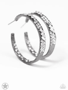 Glitzy By Association Gunmetal Hoop Earring